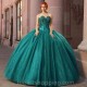 Beads Emerald Green Quinceanera Dresses Lace Appliques Vestidos de 15 años Vintage Sweet 16 Birthday Gowns