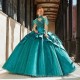 Beads Emerald Green Quinceanera Dresses Lace Appliques Vestidos de 15 años Vintage Sweet 16 Birthday Gowns