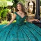 Off The Shoulder Emerald Green Quinceanera Dresses Princess Ball Gown Sweet 16 Dress Puffy Prom Dress