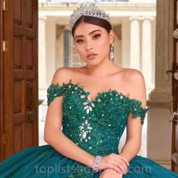 Sweetheart Emerald Green Ball Gown Quinceanera Dress 15 Year Party Birthday Princess Formal Gowns