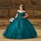 Emerald Green Sweetheart Shiny Quinceanera Dresses Appliques Lace Beading Tull Formal Prom Ball Gowns Vestidos De Quinceañera