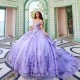 Mint Quinceanera Dress Ball Gown Off Shoulder Floral Applique Beaded Tiered Sweet 16 Vestidos De 15 Años