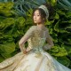 Gold Appliques Ball Gown Quinceanera Dresses Vestidos De 15 Anos Formal Birthday Party Prom Gown Corset Back Train