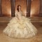 Gold Pearls Lace Quinceanera Dresses 2024 Ball Gown Corset Birthday Party Dress Vestidos De 15 Quinceañera