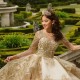 Gold Sweetheart Beaded Quinceanera Dresses With Long Sleeve Princess Sweet 16 15 Ball Gowns Vestidos De Fiesta