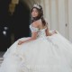 Ivory Off Shoulder Quinceanera Dress Ball Gown Dress 3D Flower Applique Lace Sweetheart Sweet 16 Vestidos De Fiesta