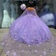 Ball Gown Lavender Quinceanera Dresses 15 Party High Quality 3D Flower Cinderella Princess Gowns With Cape Hot Sale