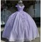 Off-Shoulder Lavender Ball Gown Quinceanera Dresses 15 Years Sexy 3D Flower Tulle Formal Princess Birthday Gowns