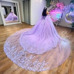 Butterflies Lavender Quinceanera Dresses Ball Gown Birthday Party Dress Sweet 16 Dress Lace Up Tulle