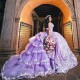 Off Shoulder Lavender Princess Quinceanera Dresses 3D Floral Applique Gillter Sequins Corset Prom Vestidos 15