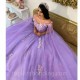 3D Flower Lavender Quinceanera Dresses Formal Birthday Party Ball Gown Vestidos De 15 Anosowns With Wrap