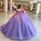 3D Flower Lavender Quinceanera Dresses Formal Birthday Party Ball Gown Vestidos De 15 Anosowns With Wrap