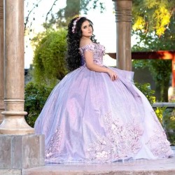 Lavender Quinceanera Dresses Sparkly Beading Appliques Flower Birthday Sweet 16 Dress Princess Graduation Vestido De 15