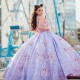 Lavender Sexy V-Neck Quinceanera Dress 2024 Ball Gown Sweep Train Applique Flower Beads Princess