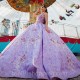 Lavender Sexy V-Neck Quinceanera Dress 2024 Ball Gown Sweep Train Applique Flower Beads Princess