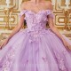 Lavender Shiny Ball Gown Quinceanera Dresses 2024 3DFlowers Applique Beading Sweet 15 16 Dress Corset vestidos de 15 años