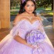 Beading Lavender Shiny Quinceanera Dress Ball Gown Sweet 16 Girls Appliques With Cape Birthday Party Prom Dresses 15 Vest