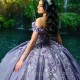 Sweetheart Lavender Shiny Quinceanera Dresses Beads With Cape Sweet 15 Birthday Party Ball Gowns