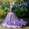 Sweetheart Lavender Shiny Quinceanera Dresses Beads With Cape Sweet 15 Birthday Party Ball Gowns