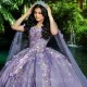 Sweetheart Lavender Shiny Quinceanera Dresses Beads With Cape Sweet 15 Birthday Party Ball Gowns