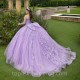 Lavender V-Neck Quinceanera Dress Sweet Beading Appliques Lace 16 Year Old Girl Princess Birthday Party Ball Dress