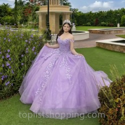 Lavender V-Neck Quinceanera Dress Sweet Beading Appliques Lace 16 Year Old Girl Princess Birthday Party Ball Dress