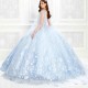 Ruffles Light Blue Sweetheart Ball Gown Off the Shoulder Quinceanera Dresses Beading Tull Corset Vestidos De 15