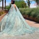 Mexican Light Green Champagne Quinceanera Dresses With Corset Prom Lace Up vestido 15 quinceañeras