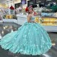 Light Green Shiny Sweetheart Ball Gown Quinceanera Dresses For Girls Beaded Birthday Party Gowns