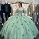 Off The Shoulder Light Green Quinceanera Dresses Vestido De XV Años 2024 Sweet 15 Prom Gowns