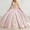 Light Pink Shiny Ball Gown Quinceanera Dress 2024 Princess Dress Gold Lace Appliques Beads Sweet 16 Dress