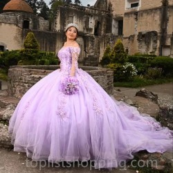 Light Purple Ball Gown Quinceanera Dresses Off Shoulder Vestidos De 15 Años Birthday Party Dresses