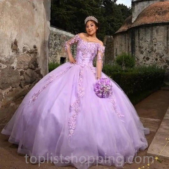 Light Purple Ball Gown Quinceanera Dresses Off Shoulder Vestidos De 15 Años Birthday Party Dresses