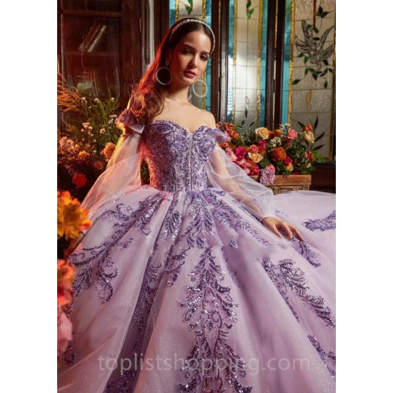 Lilac Charro Quinceanera Dresses Ball Gown Off The Shoulder Tulle Appliques Mexican Sweet 16 Dresses 15 Anos