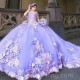 Lilac Floral Beading Crystal Quinceanera Dresses Ball Gown Sweet 15 Vestidos De Sweet 16 Gown