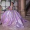 Lilac Lavender Princess Quinceanera Dress 2024 Ball Gown Appliques Beading Sweet 15 16 Dress Vestido De 15 Anos