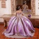 Lilac Lavender Princess Quinceanera Dress 2024 Ball Gown Appliques Beading Sweet 15 16 Dress Vestido De 15 Anos