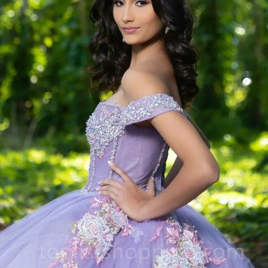 Lilac Off The Shoulder Quinceanera Dress Lace Applique Beading Tull Mexican Sweet 16 Vestidos De XV 15 Anos Birthday Gowns