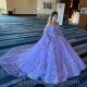 Lilac Quinceanera Dress with Cape 2024 Off Shoulder Butterfly Princess Party Gown Vestidos De 15 Años