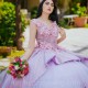 Lilac Shiny Quinceanera Dress Off Shoulder Corset Ball Gown Applique Lace 3DFlower Beads Tull Sweet 16 Dress