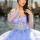 Lilac Shiny Quinceanera Dress Sweetheart Applique Lace Tull 2024 Ball Gown Sweep Train Prom Dress