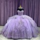 Lilac Sweetheart Ruffles Ball Gown Quinceanera Dress Sequined Appliques Lace Sweet 16 Corset Vestidos De 15 Años