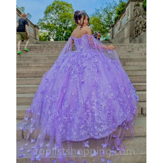 Purple Quinceanera Dress 2024 Sequin Beaded Flowers Appliques Mexico Ball Gown Sweet 16 Dress Vestidos De 15 Anos