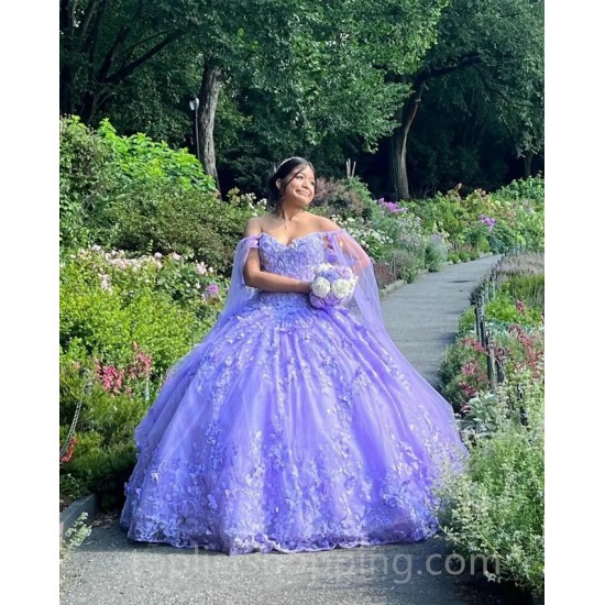 Purple Quinceanera Dress 2024 Sequin Beaded Flowers Appliques Mexico Ball Gown Sweet 16 Dress Vestidos De 15 Anos