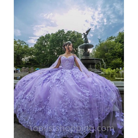 Purple Quinceanera Dress 2024 Sequin Beaded Flowers Appliques Mexico Ball Gown Sweet 16 Dress Vestidos De 15 Anos