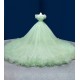 Mint Green Charro Quinceanera Dresses Ball Gown Off The Shoulder Tulle Ruffles Pearls Puffy Mexican Sweet 16 Dresses 15 Anos