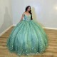 Mint Green Off Shoulder Quinceanera Dresses Applique Lace Vestidos De 15 Anos Birthday Party Corset Ball Gown