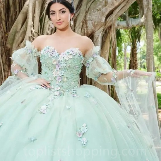 Mint Green Quinceanera Dresses With Cape Ball Gown Corset Princess Dress vestidos de quinceañera aqua