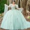 Mint Green Quinceanera Dresses With Cape Ball Gown Corset Princess Dress vestidos de quinceañera aqua