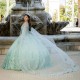 Mint Green Vestido De 15 Años Quinceanera Dresses With Cape Butterfly Applique Sweet 16 Prom Gowns